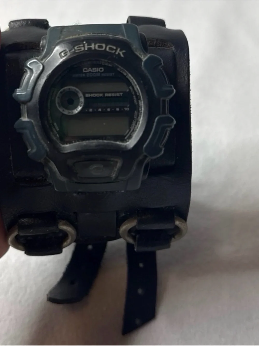 Casio Black G-Shock Digital Watch with Black Leather Cuff